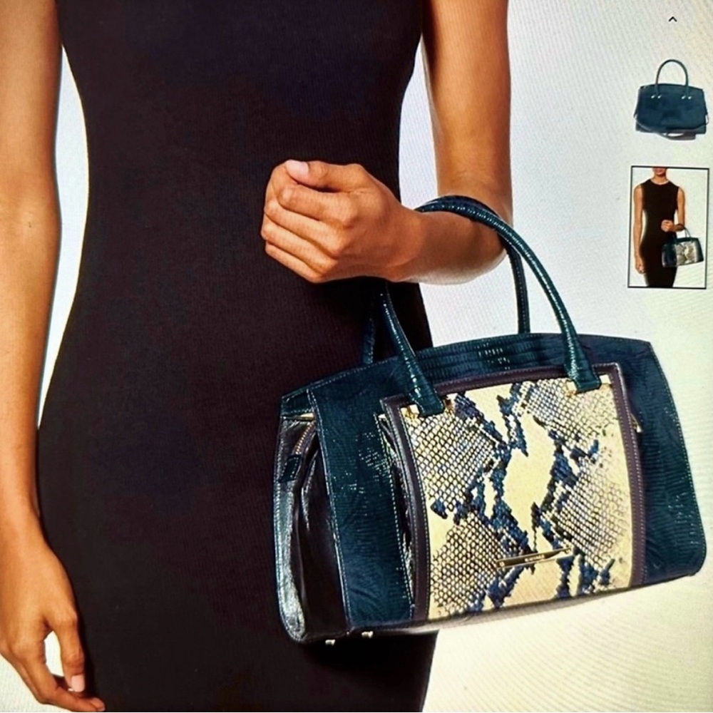 Brahmin Rare Greta Lizard & Python/Snakeskin Opal… - image 1